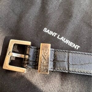 Yves Saint Laurent Black and Gold Belt